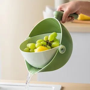 Hot Sale 2 in 1 Kitchen Colander Strainer Vegetable Fruit Washing Bowl Plastic Double Layer Drain Basket Bowl with Handle